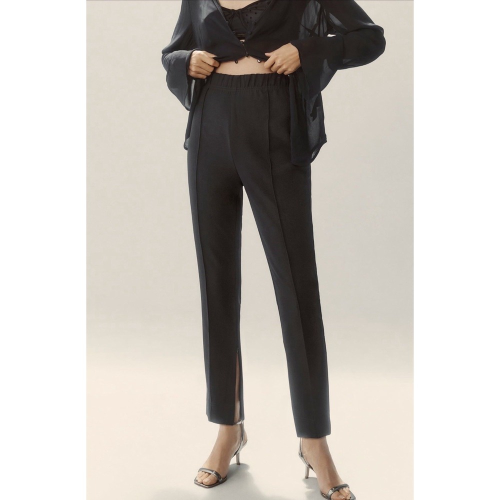 Anthropologie Leggings Trousers Size‎ XL Women's Black Inner Ankle Zip Seamed